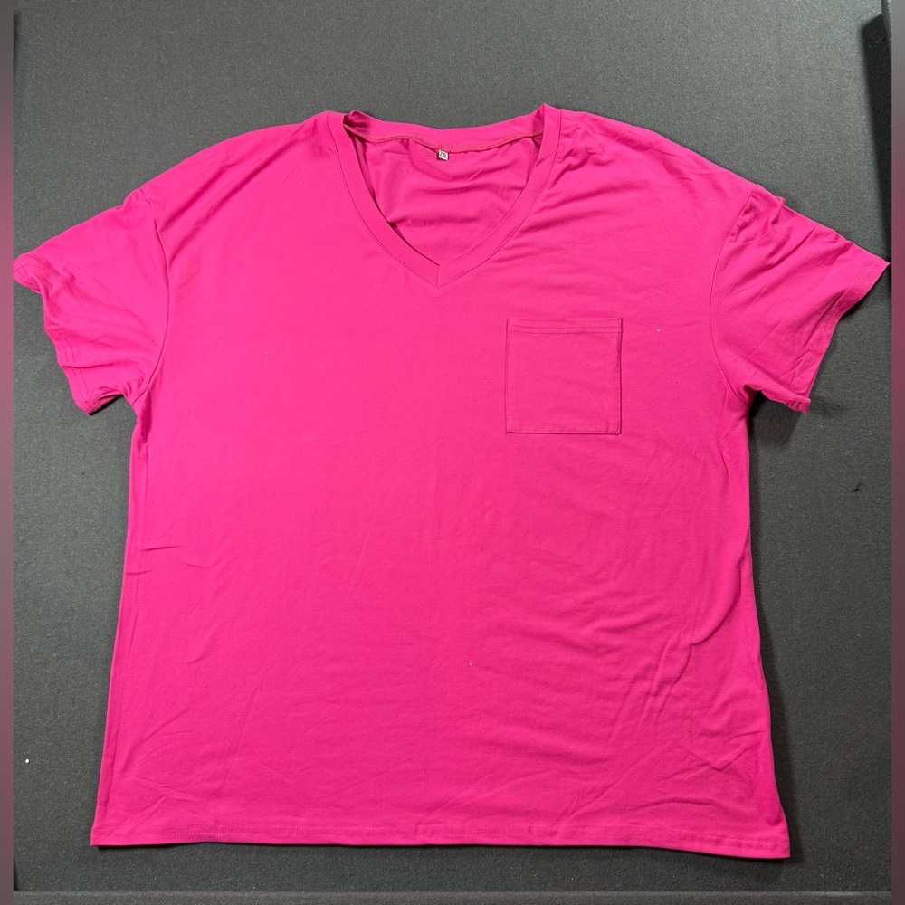 V-Neck Pocket Shirts, 2 pack, Yellow & Hot Pink, Women’s 2XL - Picture 2 of 10
